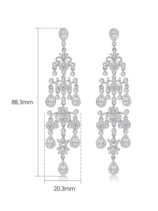 BLING SU Brass Cubic Zirconia Water Drop Luxury Cluster Earring 3