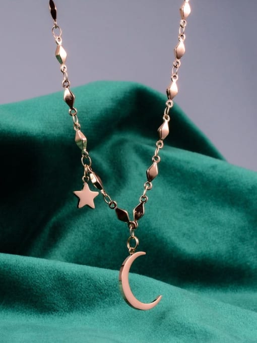 A TEEM Titanium Smooth Moon Minimalist pendant Necklace 2