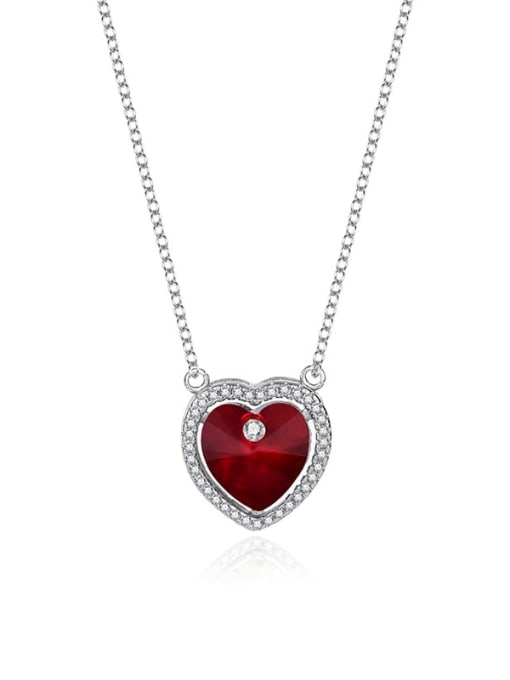 JYXZ 004 (red) 925 Sterling Silver Austrian Crystal Heart Classic Necklace