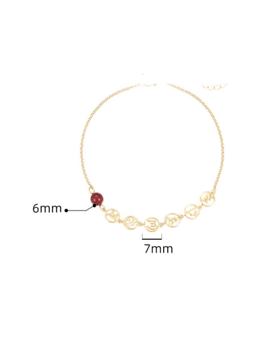 BeiFei Minimalism Silver 925 Sterling Silver Natural Stone Geometric Minimalist  Letter Anklet 2