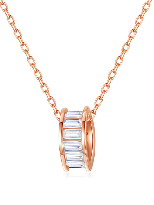 Rose gold 14c03 925 Sterling Silver Cubic Zirconia Geometric Minimalist Necklace