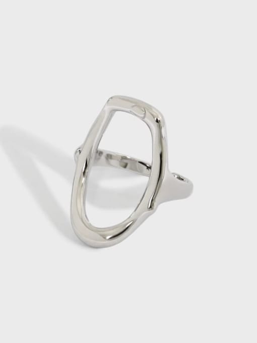 DAKA 925 Sterling Silver Hollow Geometric Minimalist Band Ring 0