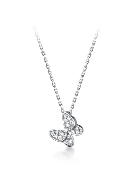 Rosh 925 Sterling Silver Rhinestone Butterfly Cute Pendant  Necklace