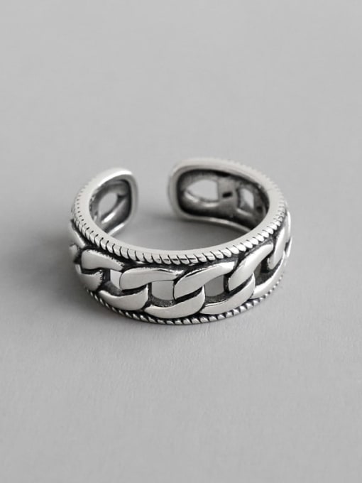 DAKA 925 Sterling Silver Antique twist chain Free Size Rings 0