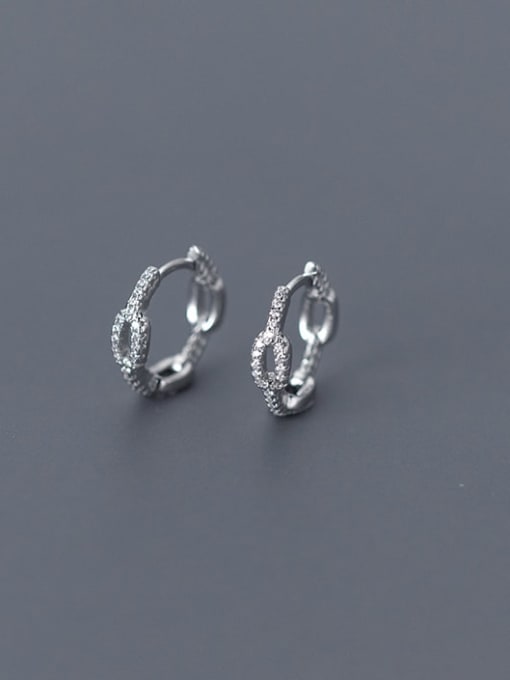 Rosh 925 Sterling Silver Rhinestone Geometric Minimalist Huggie Earring 0