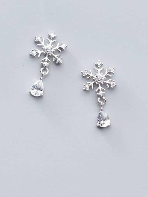 Rosh 925 Sterling Silver Cubic Zirconia snowflake Ethnic Stud Earring 0