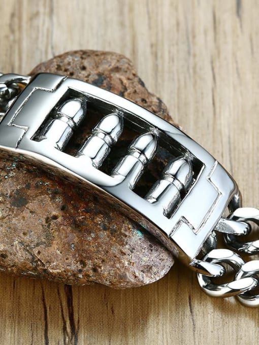 CONG Stainless steel Geo Hip Hop  Bullet double chain Strand Bracelet 3