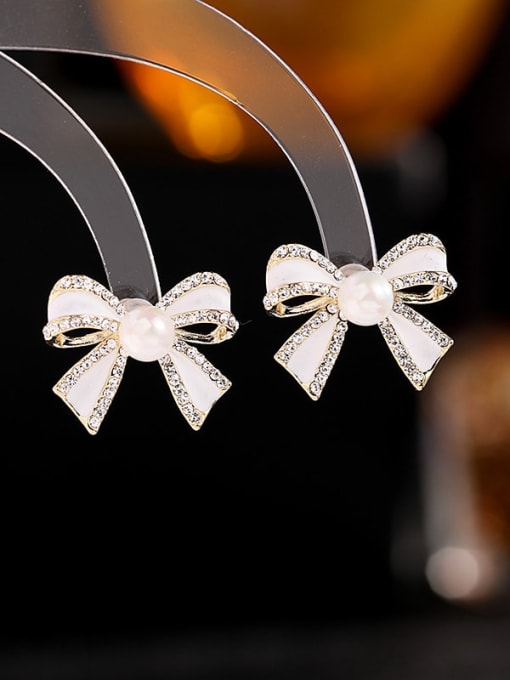 Luxu Brass Cubic Zirconia Enamel Butterfly Trend Stud Earring 3