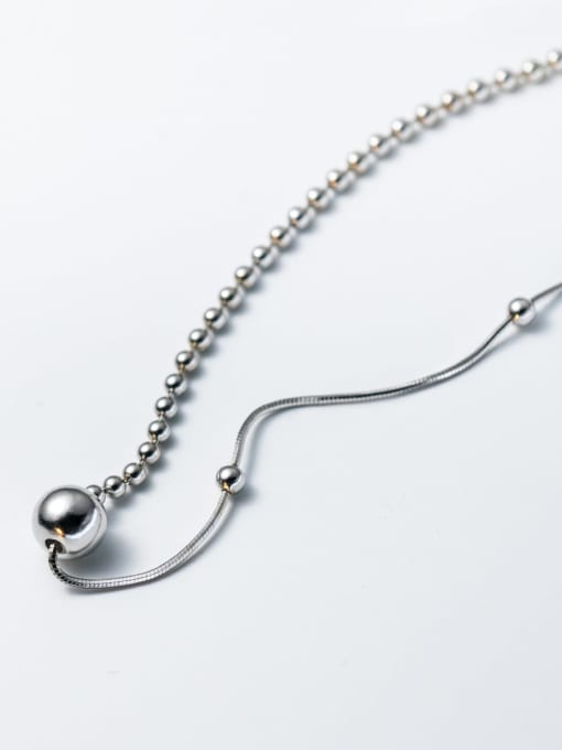 Rosh 925 Sterling Silver Round Minimalist Asymmetrical  Chain Necklace