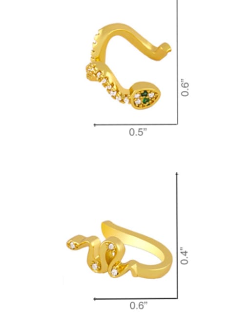 CC Brass Cubic Zirconia Snake Ethnic Huggie Earring 4