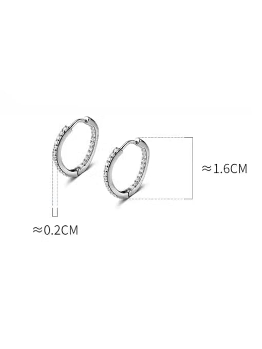 Rosh 925 Sterling Silver Cubic Zirconia Geometric Minimalist Huggie Earring 3