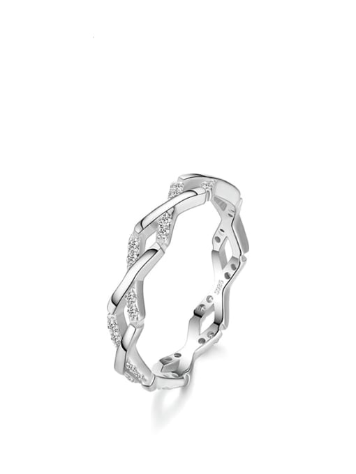 MODN 925 Sterling Silver Cubic Zirconia Geometric Minimalist Stackable Ring 0