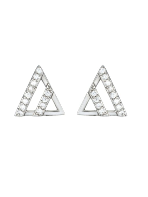 Platinum Alloy Cubic Zirconia Triangle Minimalist Stud Earring