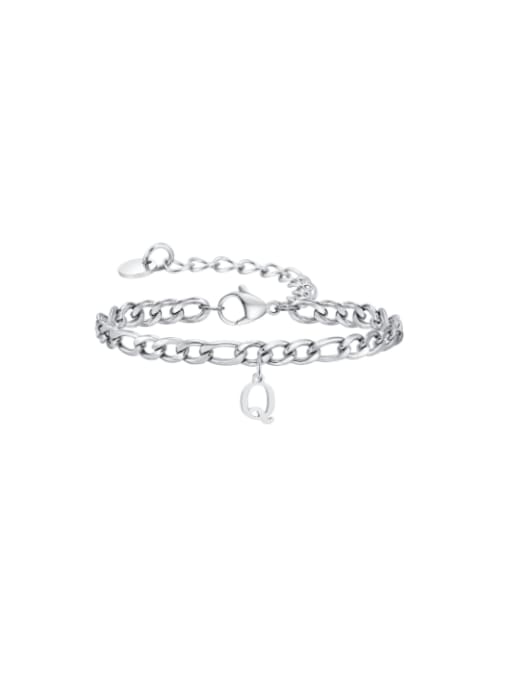 Q Stainless steel Letter Hip Hop Link Bracelet