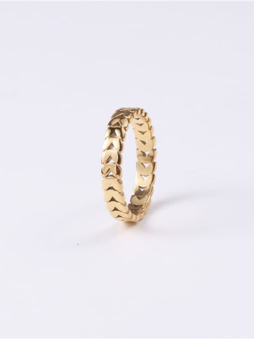 A26 Gold 8 Titanium Smooth Leaf Minimalist Band Ring