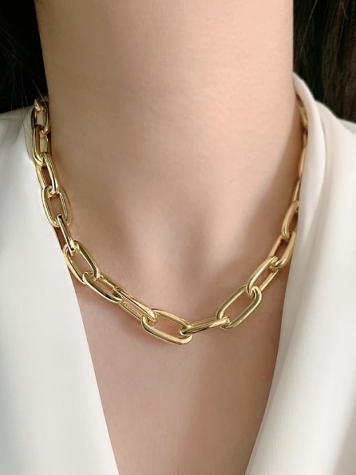 ROSS Brass Hollow Geometric Chain Minimalist Necklace 1