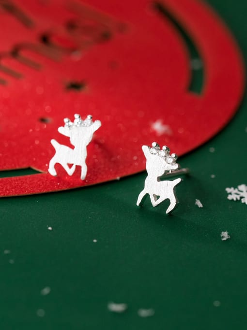 Rosh 925 Sterling Silver Deer Cute Christmas Stud Earring 2