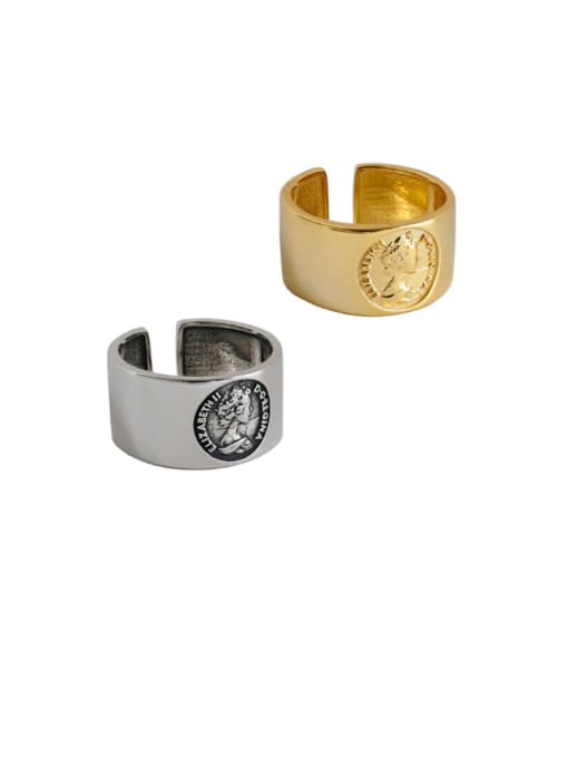 DAKA 925 Sterling Silver Irregular Vintage Free Size Ring