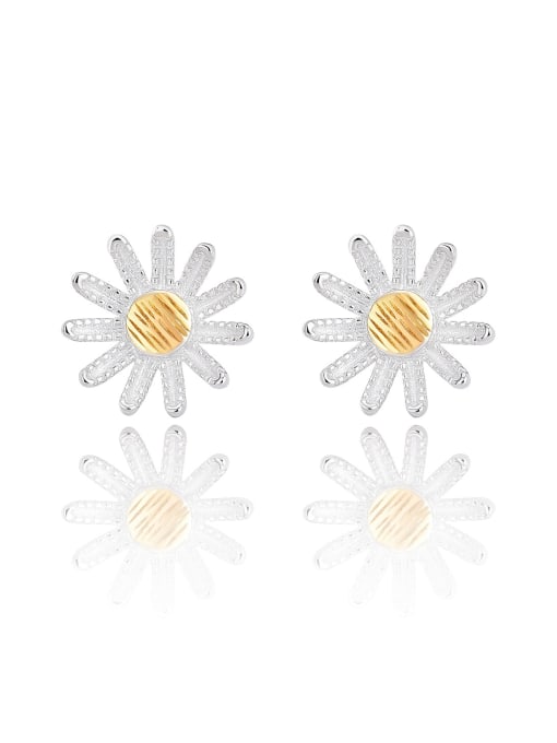 Chrysanthemum Earrings 925 Sterling Silver Flower Minimalist Stud Earring