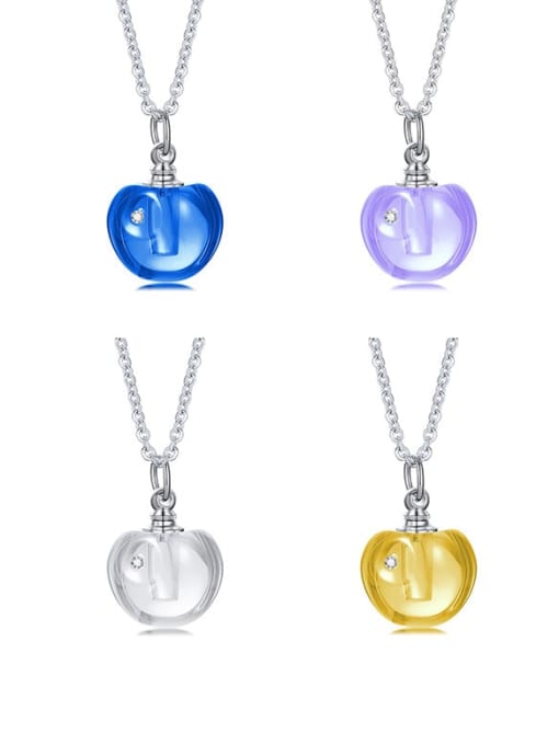 CONG Stainless steel Glass Stone Friut Minimalist Necklace 1