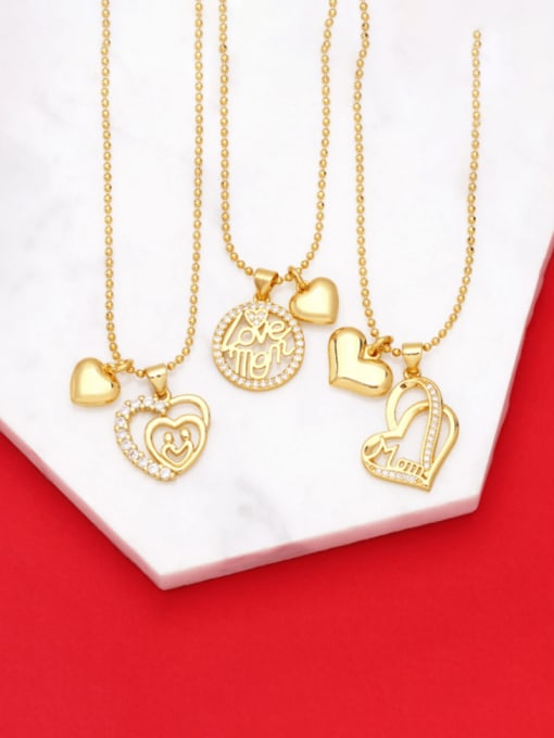 CC Brass Cubic Zirconia Letter Vintage Heart Pendant Necklace 0