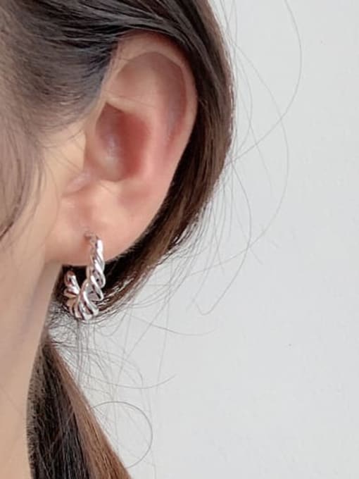 JENNY 925 Sterling Silver  Vintage Multi-layer hollow winding braided earrings 3