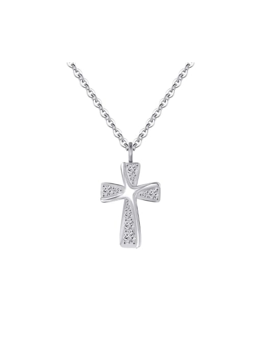 RINNTIN 925 Sterling Silver Cubic Zirconia Cross Dainty Regligious Necklace 2