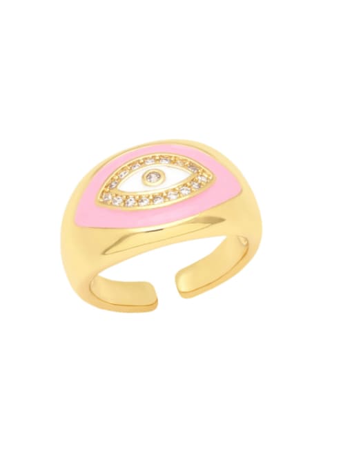 Pink Brass Enamel Evil Eye Vintage Band Ring