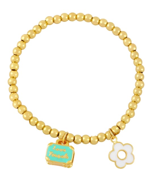 CC Brass Enamel Flower Trend Beaded Bracelet 2