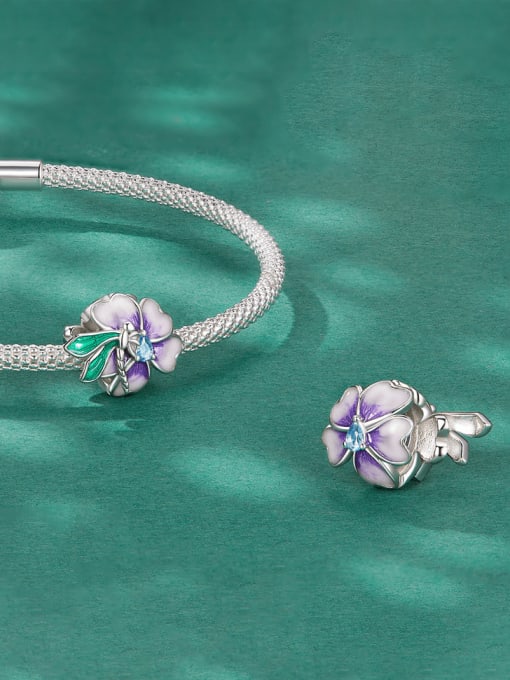 Jare 925 Sterling Silver Enamel Flower Trend Beads 2