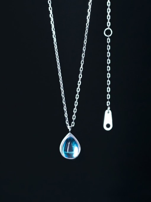 Rosh 925 Sterling Silver Glass Stone Water Drop Minimalist Necklace 3