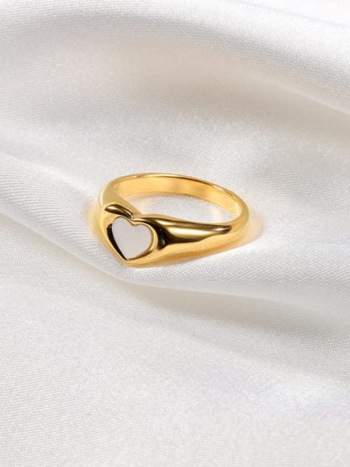 white Titanium Steel Enamel Heart Minimalist Band Ring