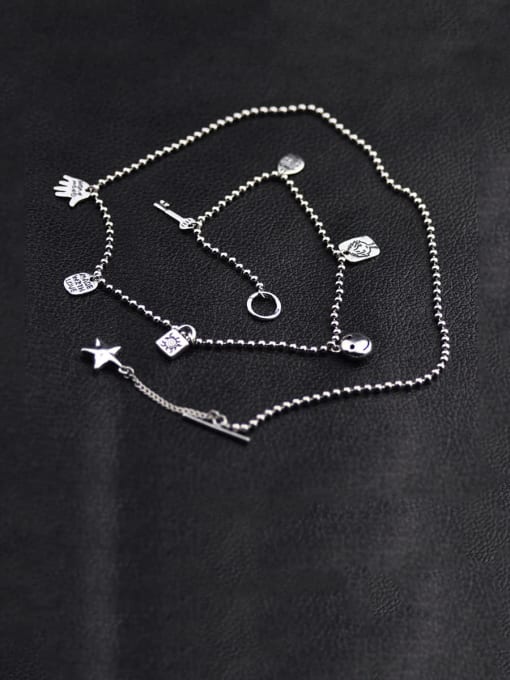 SHUI Vintage Sterling Silver With Antique Silver Plated Fashion Geometric Necklaces 0