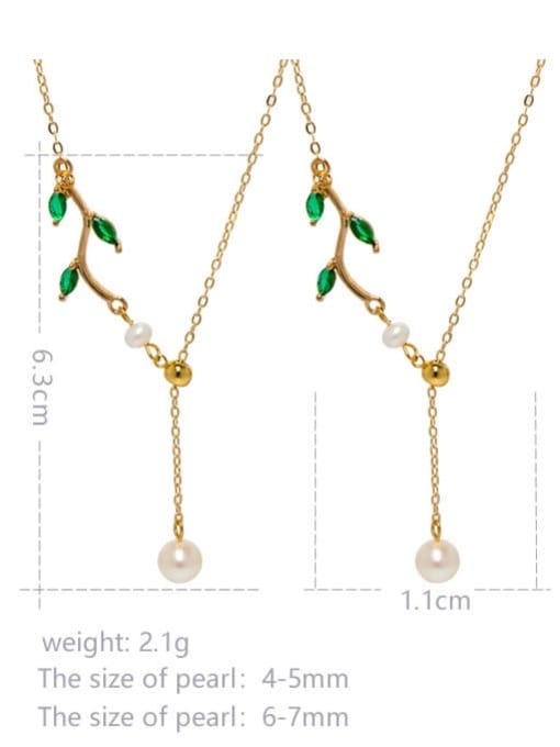 RAIN Brass Freshwater Pearl Tassel Minimalist Lariat Necklace 2