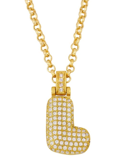 L Brass Cubic Zirconia Letter Ethnic Necklace