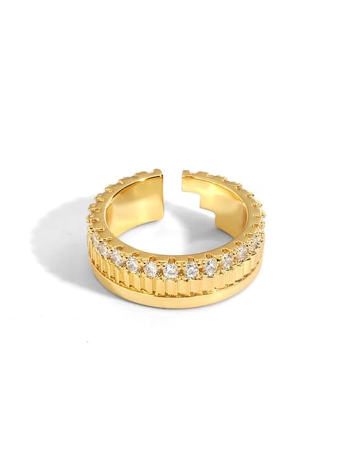 golden Brass Cubic Zirconia Geometric Minimalist Band Ring
