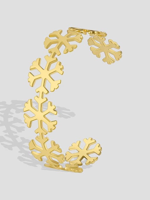 CHARME Brass Flower Minimalist Cuff Bangle 1