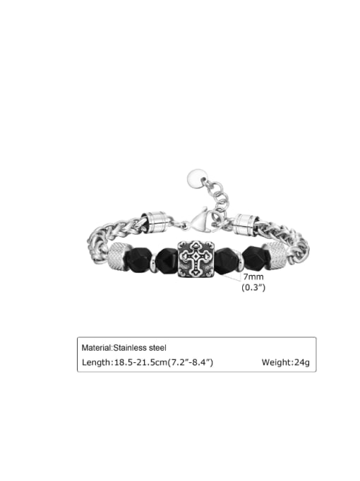 Keel chain black cut bead Stainless steel Carnelian Geometric Hip Hop Link Bracelet