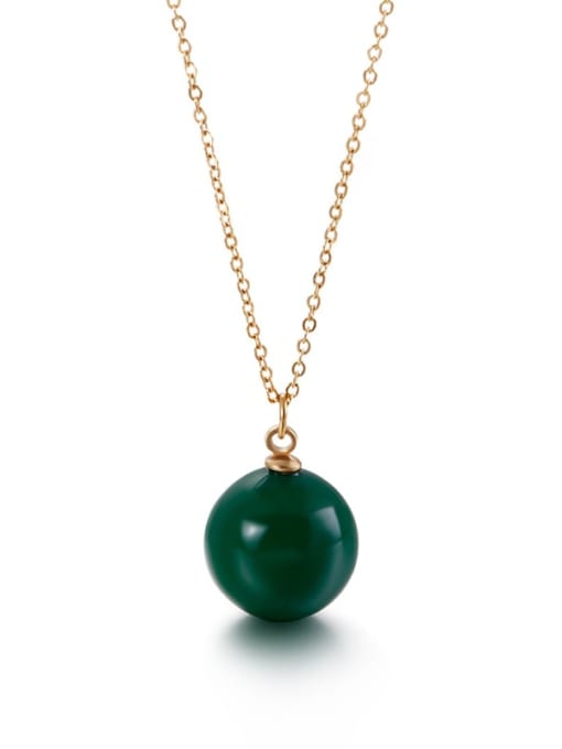 green Stainless Steel Imitation Pearl Multi Color Necklace
