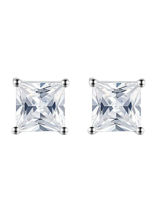 RINNTIN 925 Sterling Silver Cubic Zirconia Square Minimalist Stud Earring 4