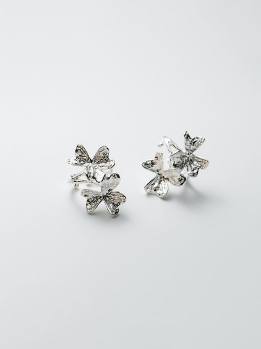 Silver 925 Sterling Silver Flower Minimalist Stud Earring
