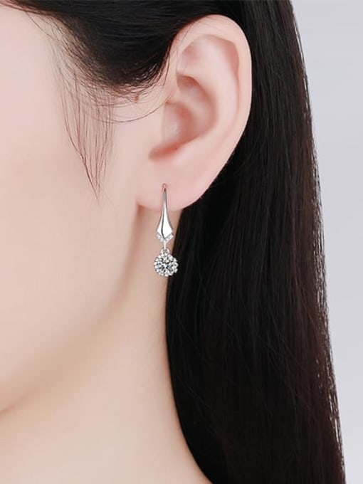 MOISS 925 Sterling Silver Moissanite Geometric Dainty Hook Earring 1