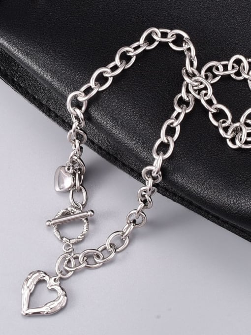 A TEEM Titanium Steel Hollow Heart Vintage  Pendant Necklace