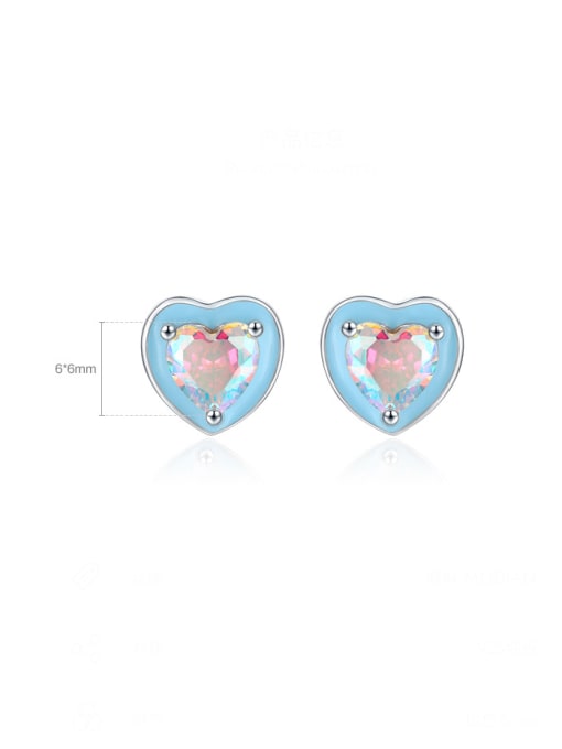 MODN 925 Sterling Silver Enamel Heart Minimalist Stud Earring 2