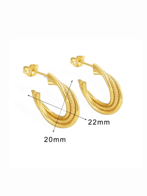 CHARME Brass Geometric Minimalist  C Shape  Woven Huggie Earring 3