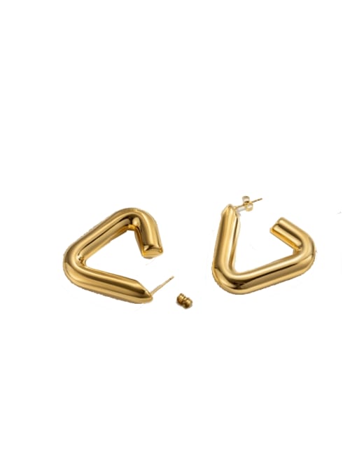 18K gold Titanium Steel Triangle Hip Hop Huggie Earring