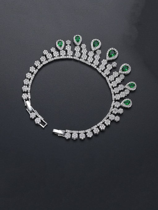 Green Copper Cubic Zirconia Tassel Luxury Bracelet