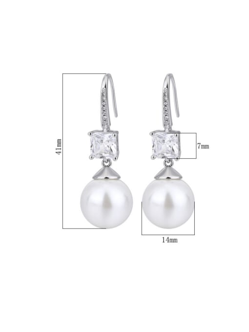 ROSS Brass Imitation Pearl Geometric Minimalist Hook Earring 2