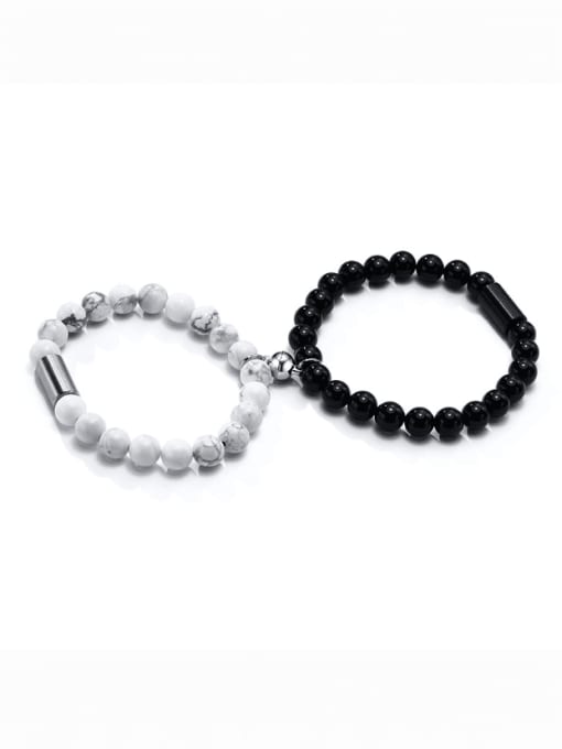 CONG Stainless steel Bead Round Hip Hop Beaded Bracelet