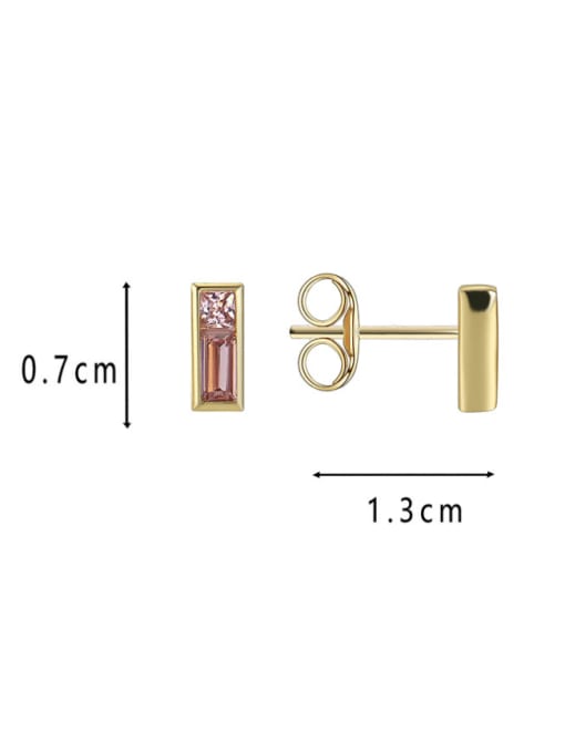 CHARME Brass Cubic Zirconia Geometric Minimalist Stud Earring 3